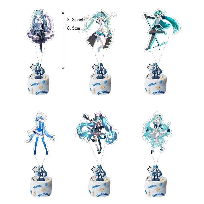 Anime Hatsune Miku Themed Birthday Party Decoration Banner Balloon Cake Topper