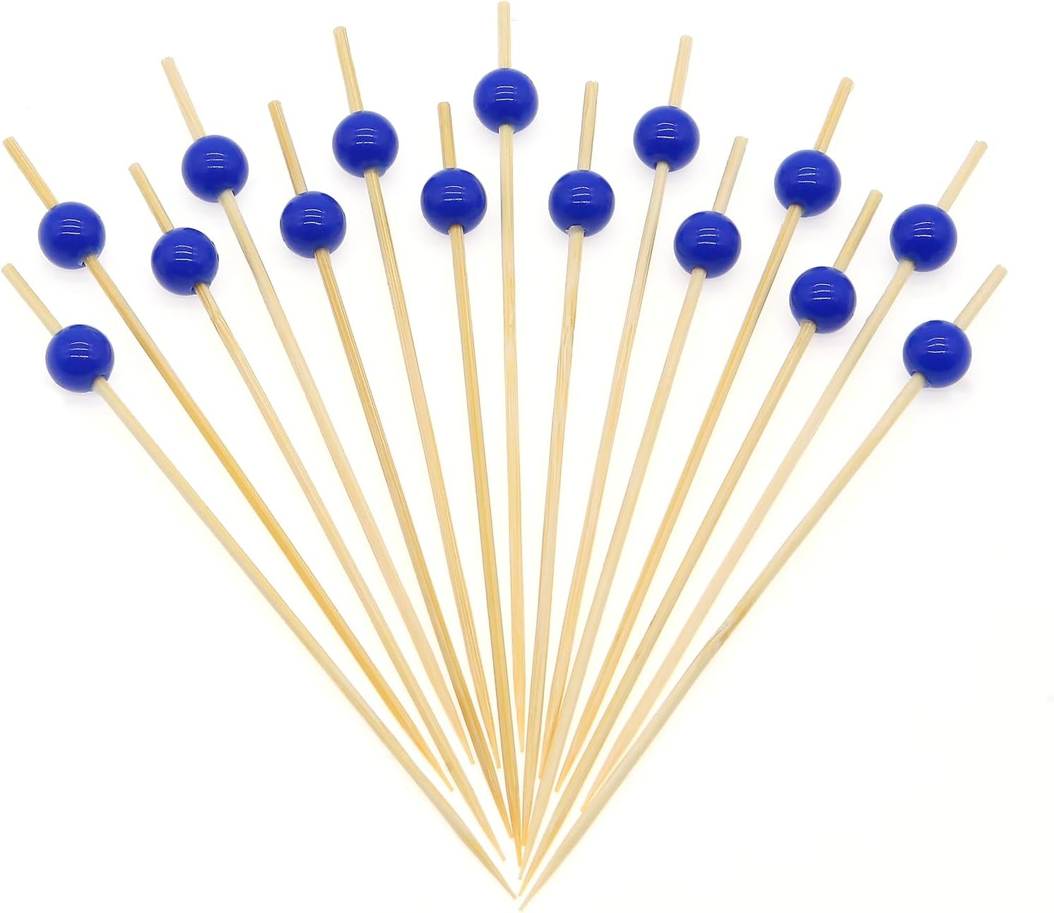 Navy Blue Pearl Cocktail Picks, 4.7 Inch Long Bamboo Fancy Toothpicks for