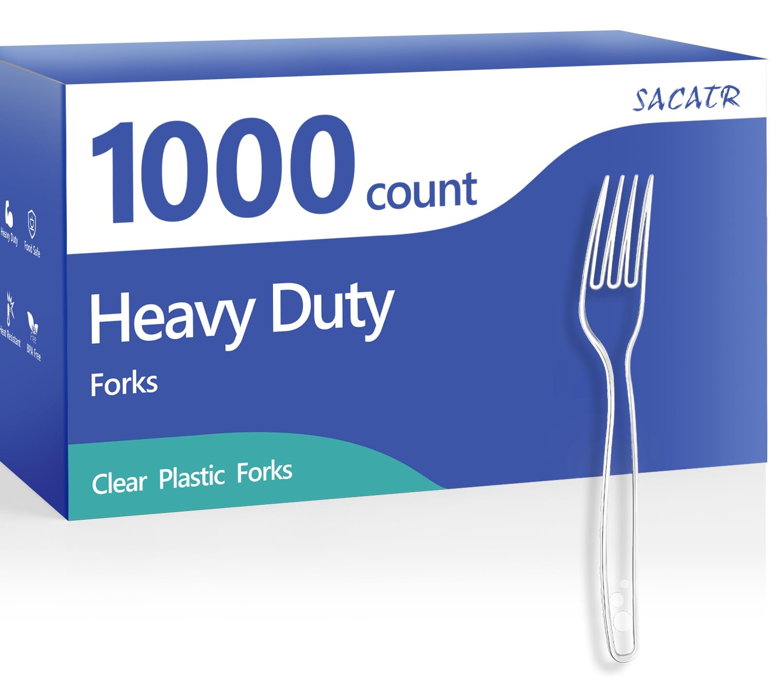 Sacatr 1000 Count Plastic Forks Heavy Duty Plastic Silverware Clear Forks