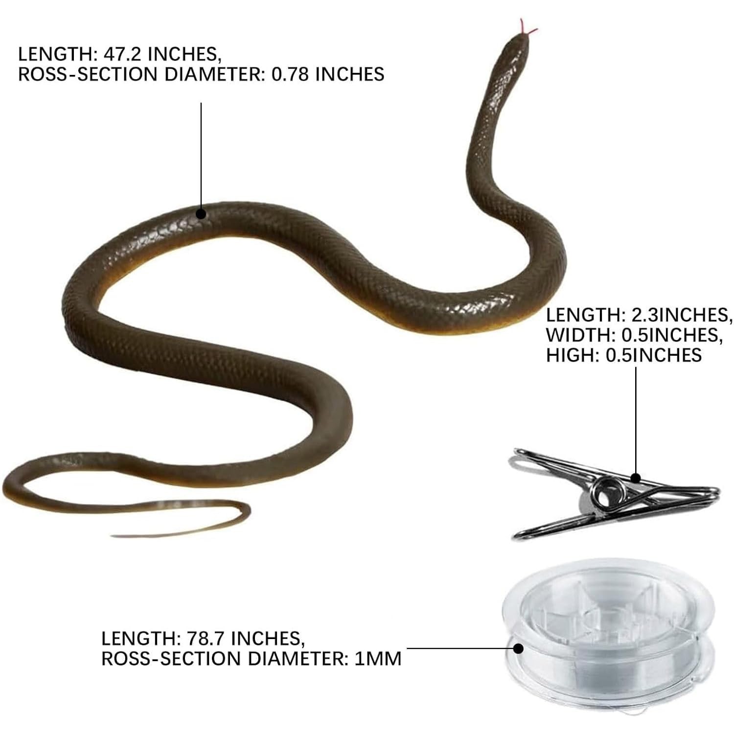 Fake Snake, 2025 Snake Prank with String Clip, Realistic Snake Prank, Rubber …