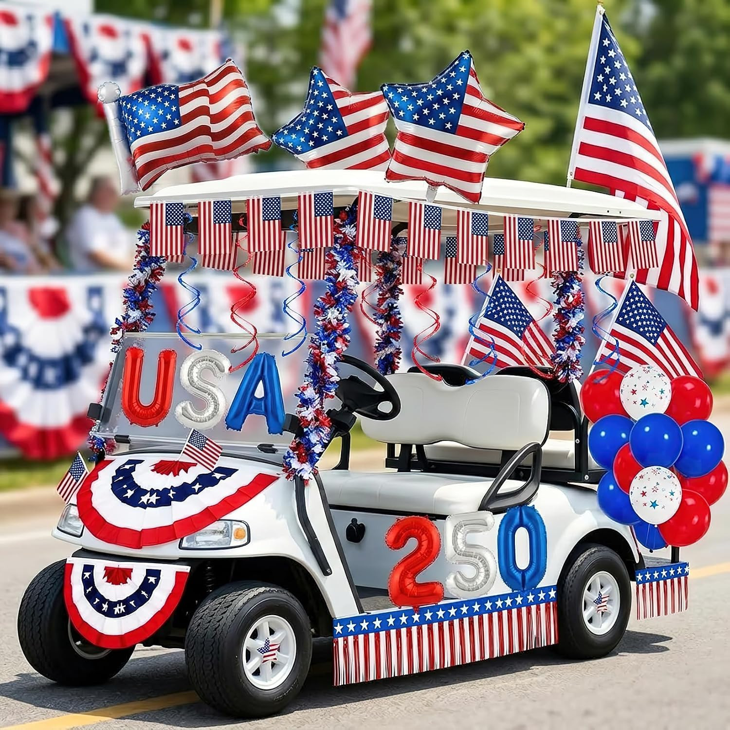 4Th of July Golf Cart Decoration Kit, Fourth of July Golf Cart Parade Float Deco