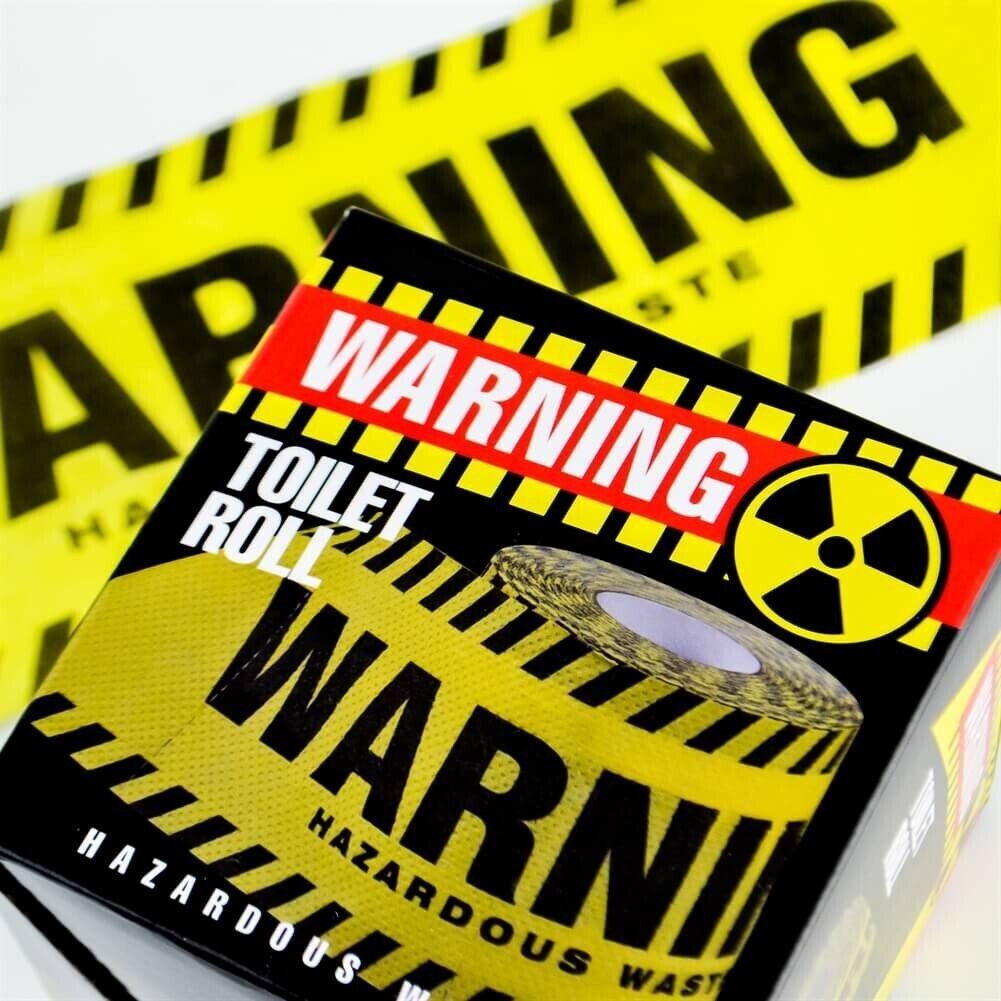 WARNING HAZARDOUS WASTE Toilet Paper Roll – Halloween Party Bathroom Potty Joke