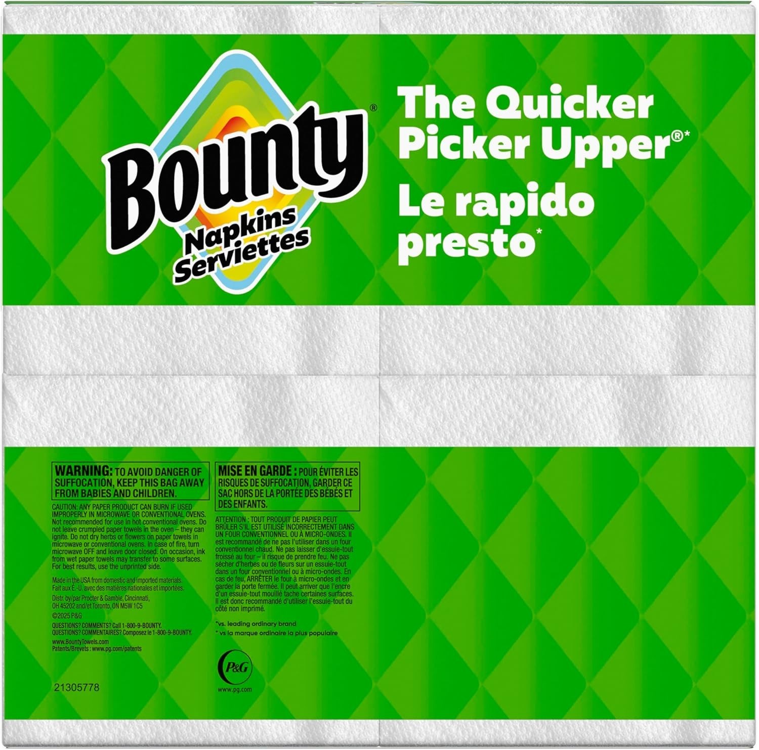 Bounty Paper Napkins, White, 200 Count or 400 Count
