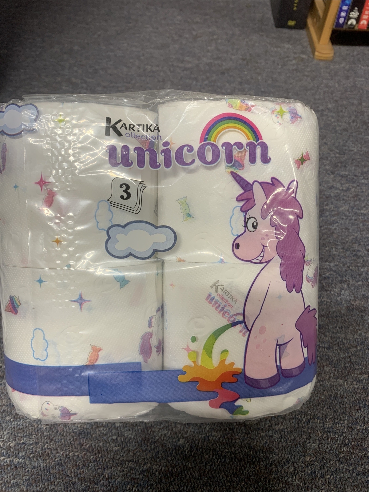 NEW UNICORN TOILET PAPER- 4 Rolls Of 3-PLY-200 Sheets Per Roll