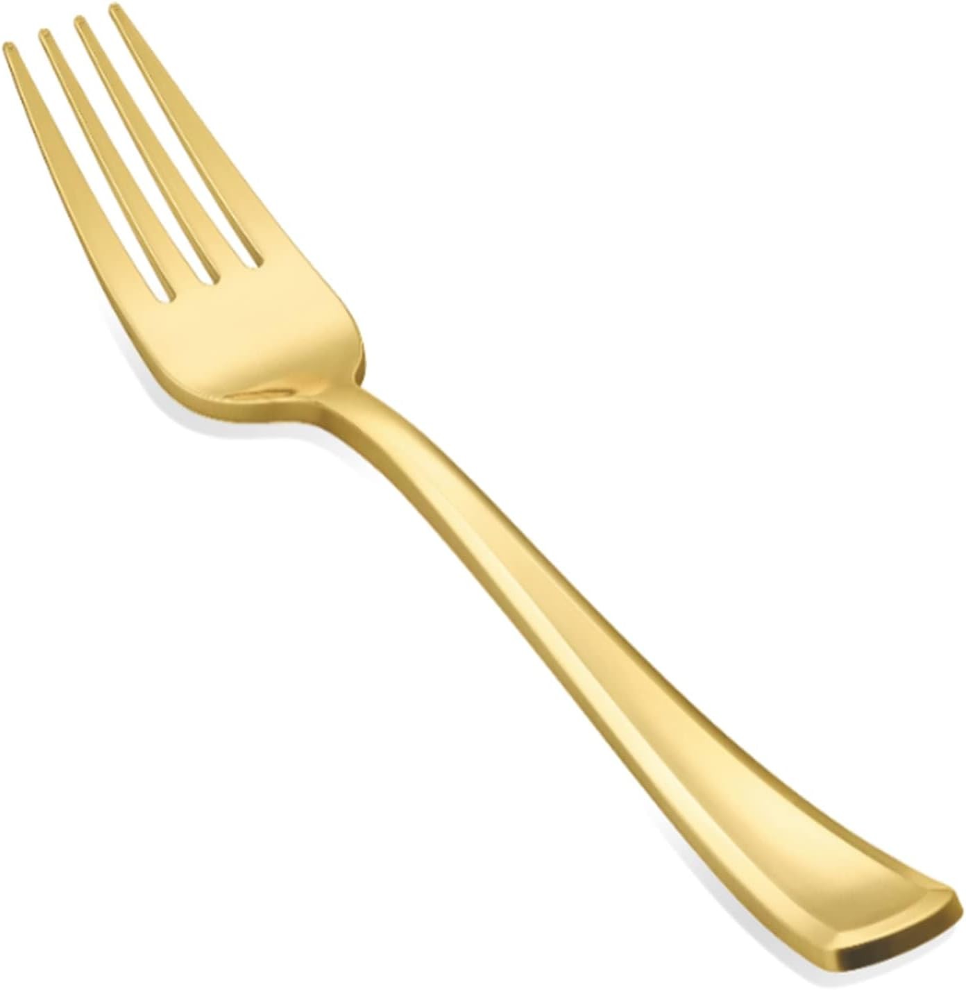 180PCS Gold Plastic Forks, Solid, Durable and Heavy Duty Plastic Forks,
