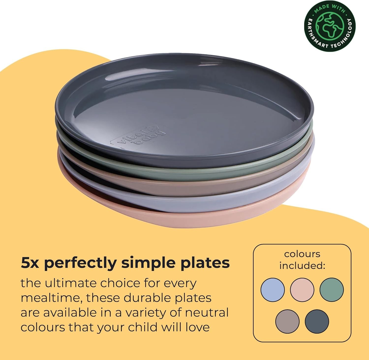 Scooped Side Dinner Plates for Easy Self-Feeding – BPA Free & 5 Pack