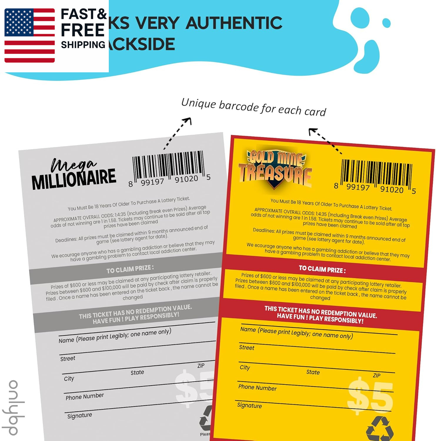 ® 10 Fake Lottery Tickets and Scratch off Cards That Look Real – Winning $1M and