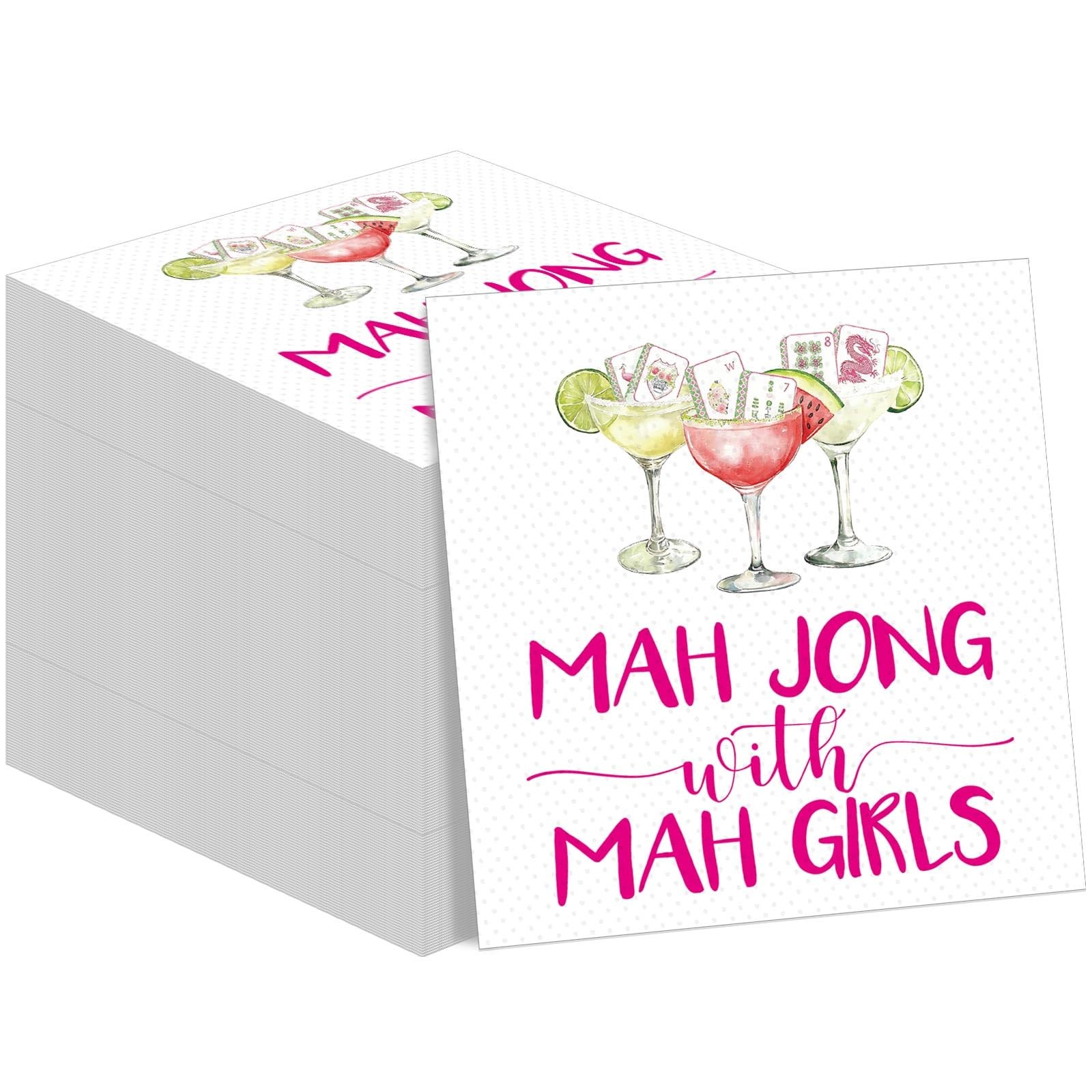 30 Pcs Mahjong Napkins Cocktail Paper 6.5 x 6.5 Inches Valentine’s Day Mahjon…