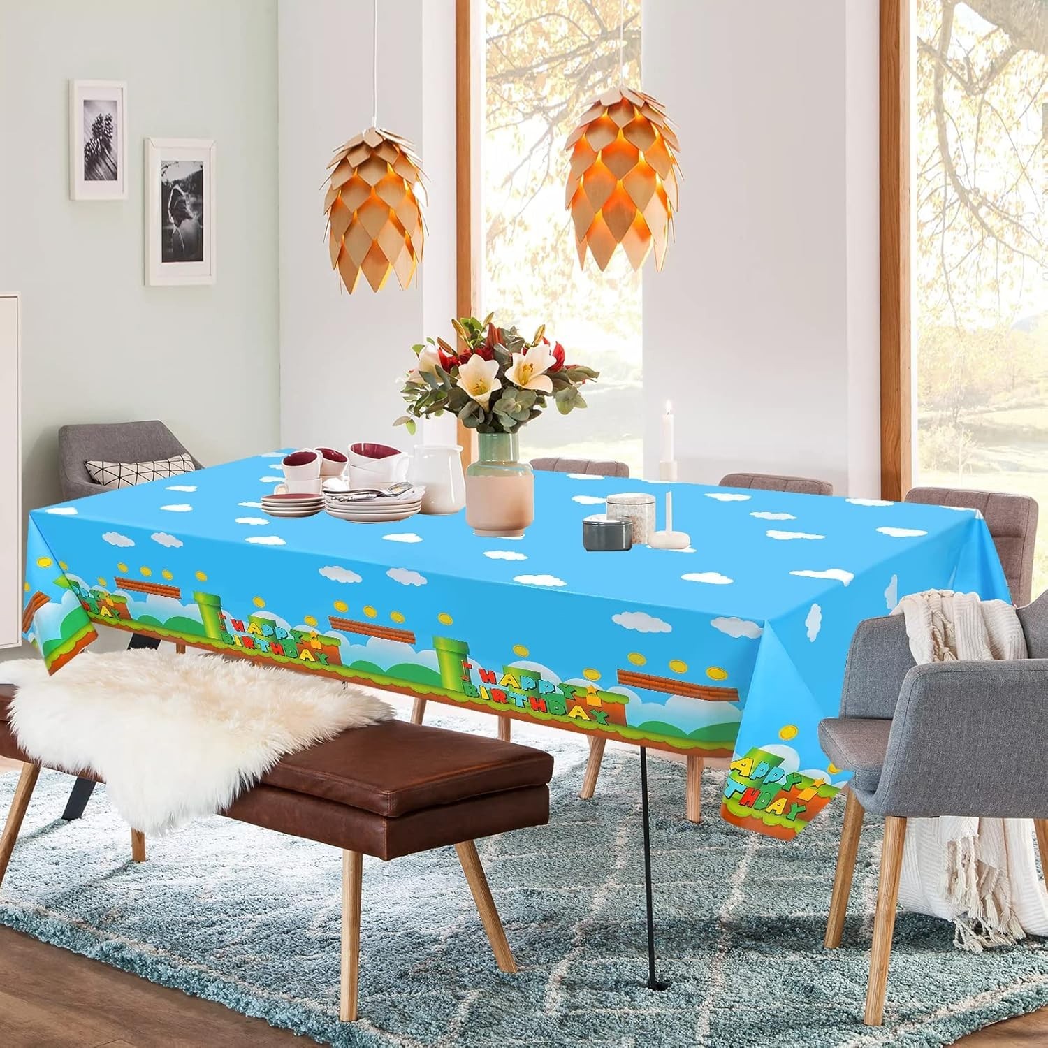 Durable 3 Pack Video Games Tablecloths – 86.6 x 51.2 Inches for Celebrations