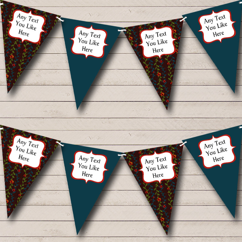 Party Banner Bunting Brown And Dark Blue Personalised Wedding Venue or Reception