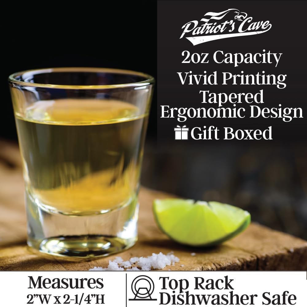 President 2oz Shot Glass Made in America & Dishwasher Safe 2.5 Ounces, Clear