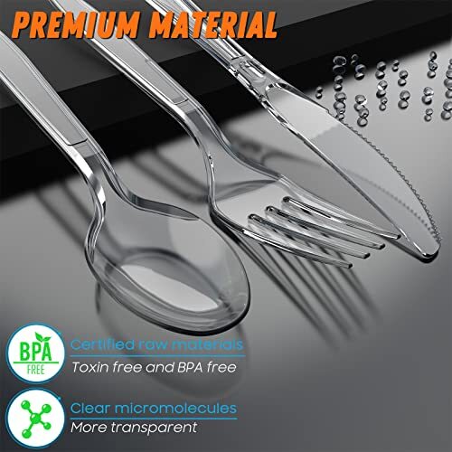 360 Count Plastic Silver Ware Heavy Duty, 120 Forks, 120 Spoons, 120 Knives,