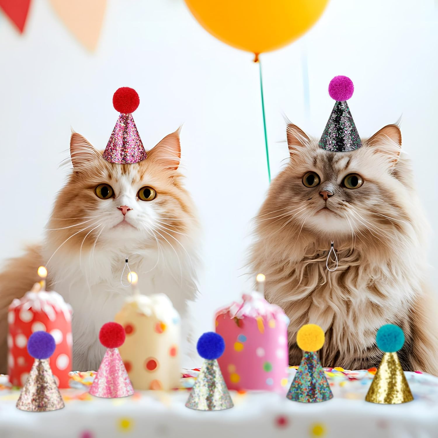 10 Pcs Glitter Mini Birthday Party Hats Multicolor Sequins Paper Cone Hats for K