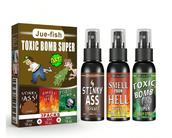 Extreme Stinky Toxic Bomb Super Fart Spray 30ml, Gag Gift Pack.