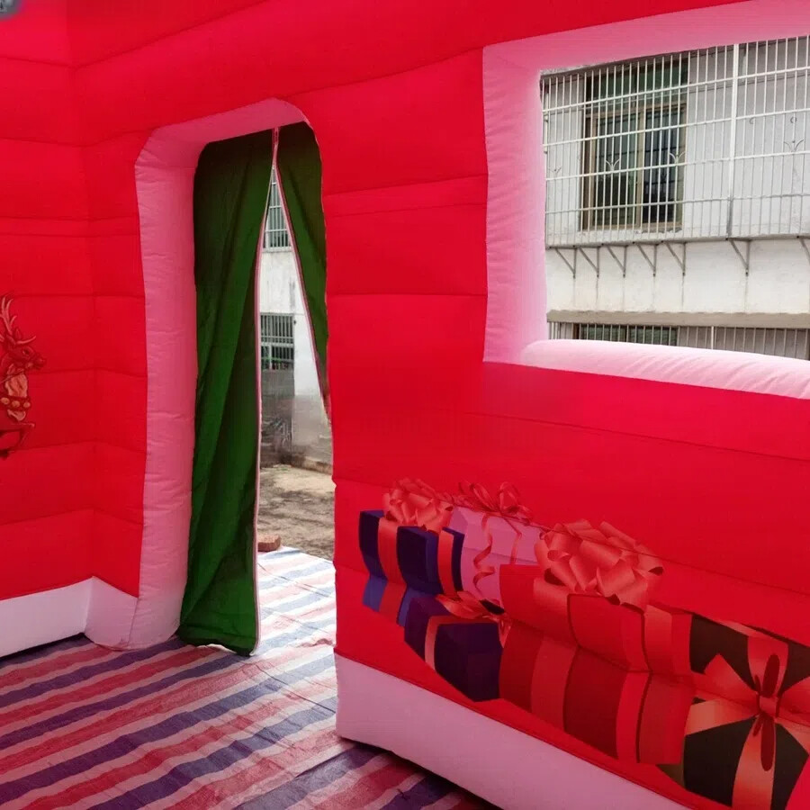 Full Printing Christmas House Inflatable Santa’s Grotto Santa Room With Blower