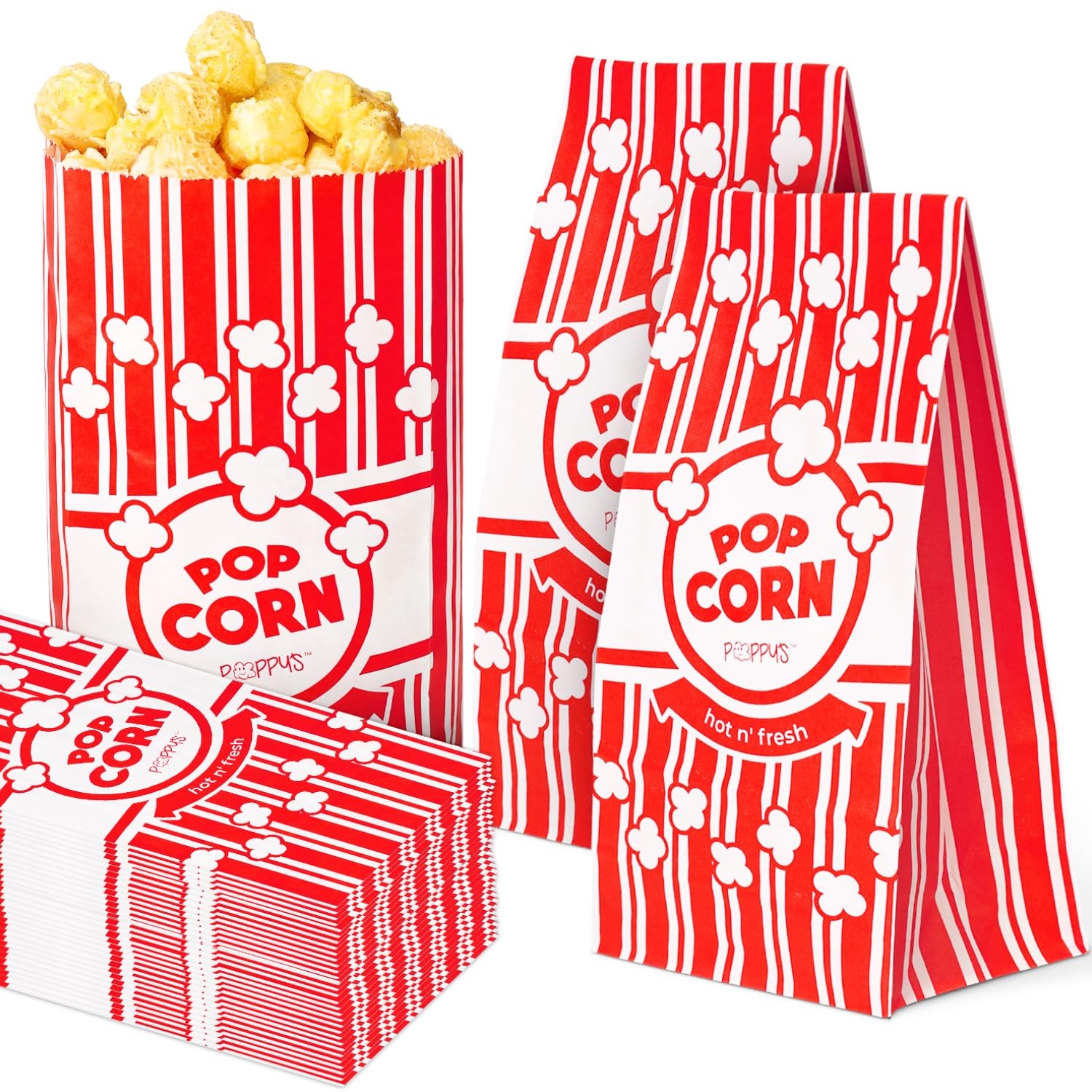 Flat Bottom Paper Popcorn Bags – 500 Pack 2 oz Concession-Grade Bags, Popcorn…