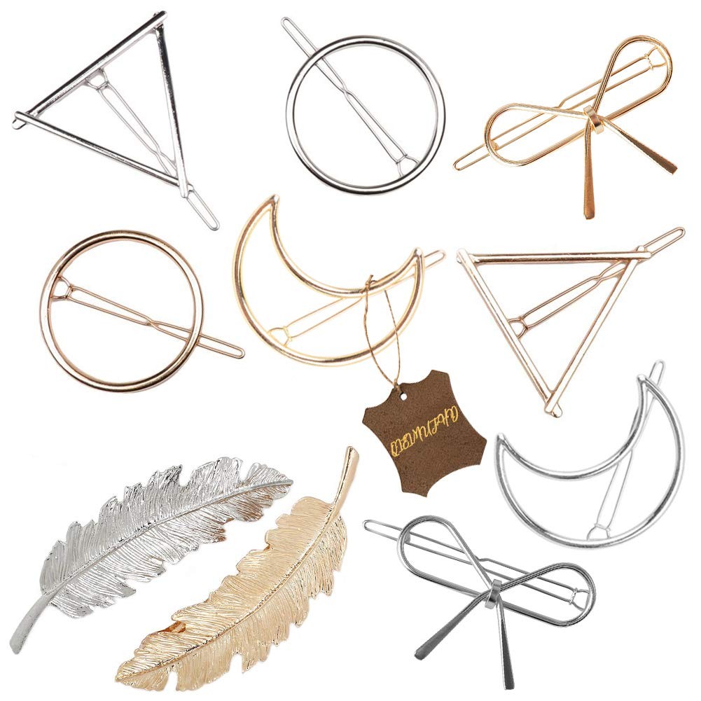 Gold Silver Minimalist Hair Clips Dainty Feather Hollow Hair Clips Set Hair Acce