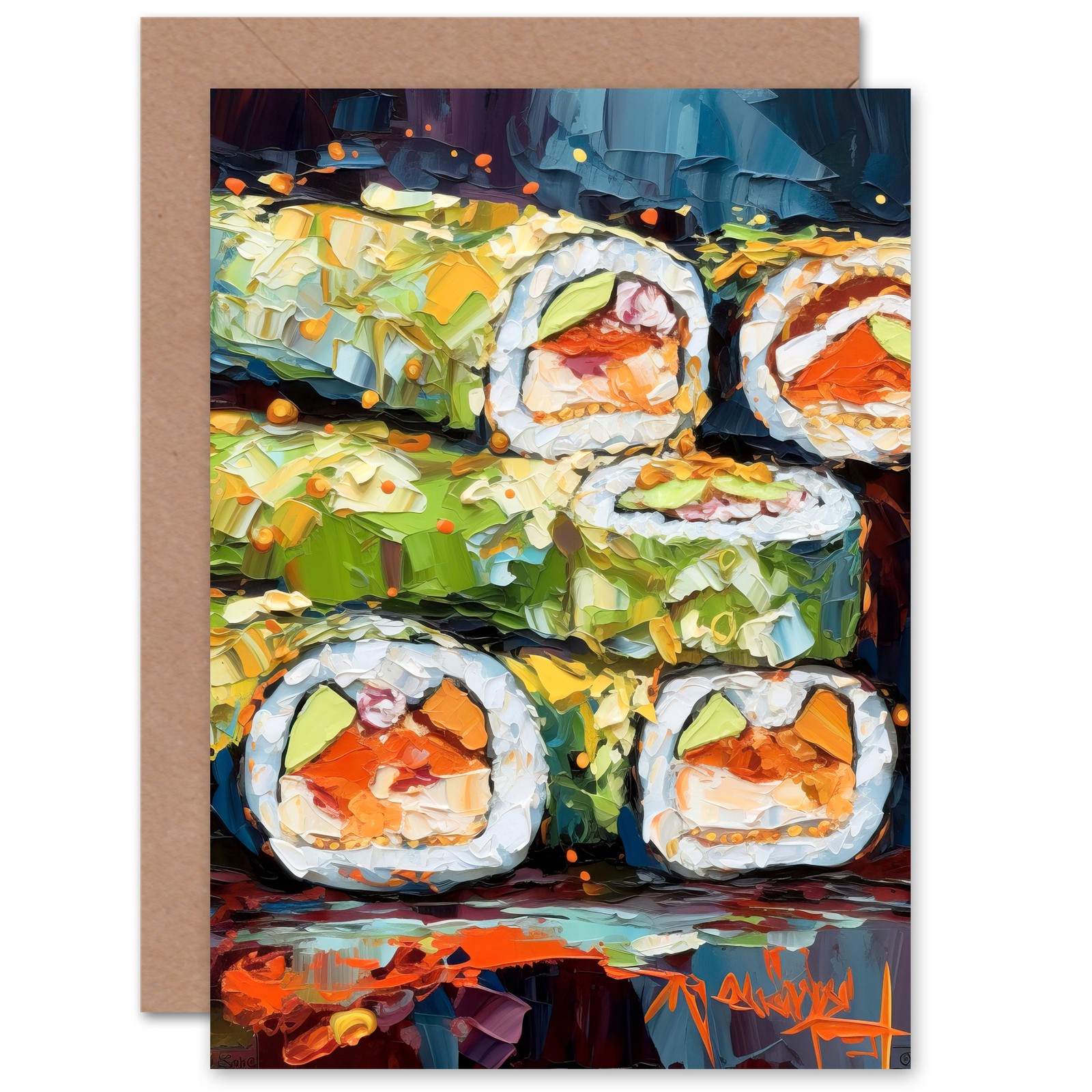California Roll Sushi Food Lover for Him or Her Birthday Blank Greeting Card