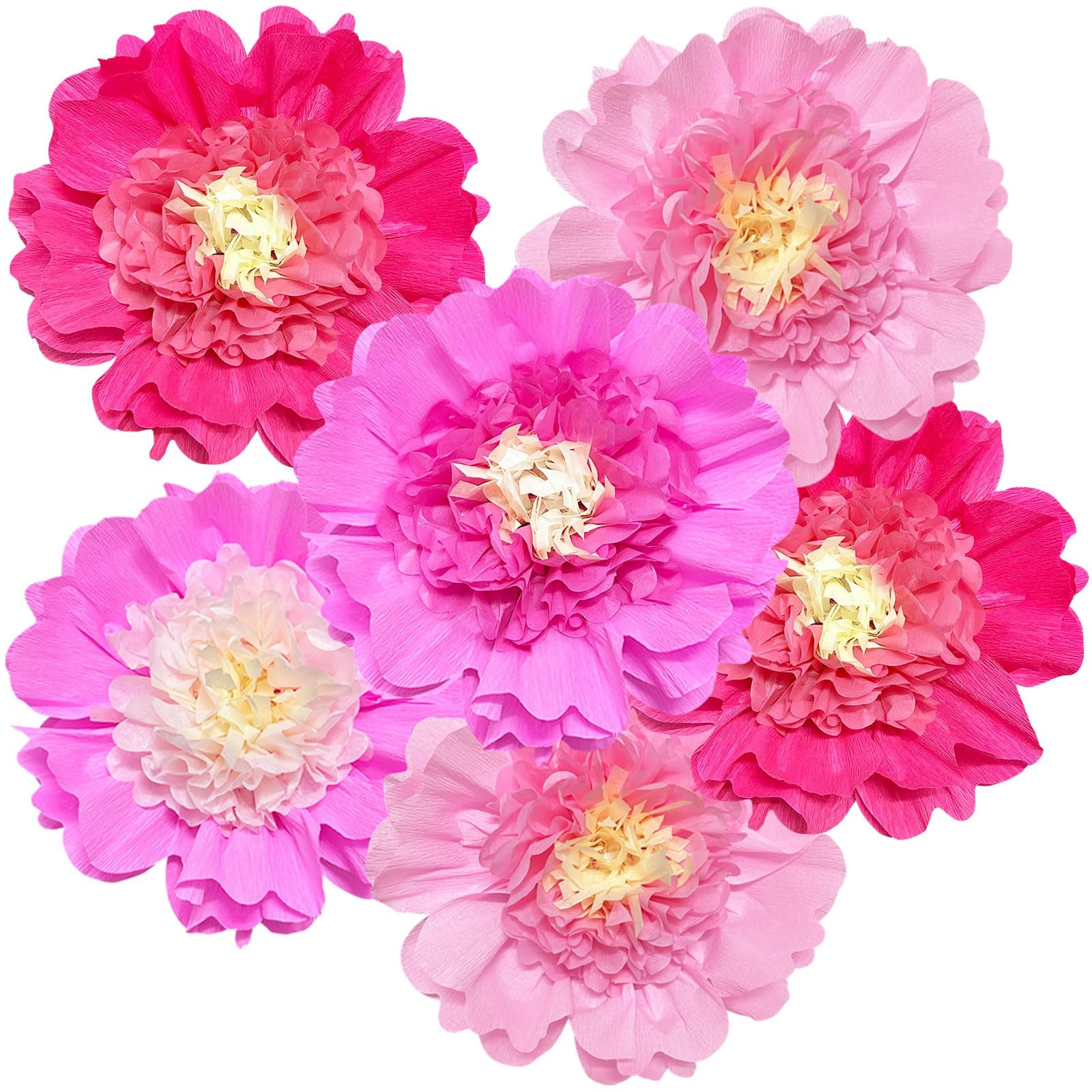 6 PCS Tissue Paper Flowers Crepe Paper Flowers 12 In Valentines Day Decor