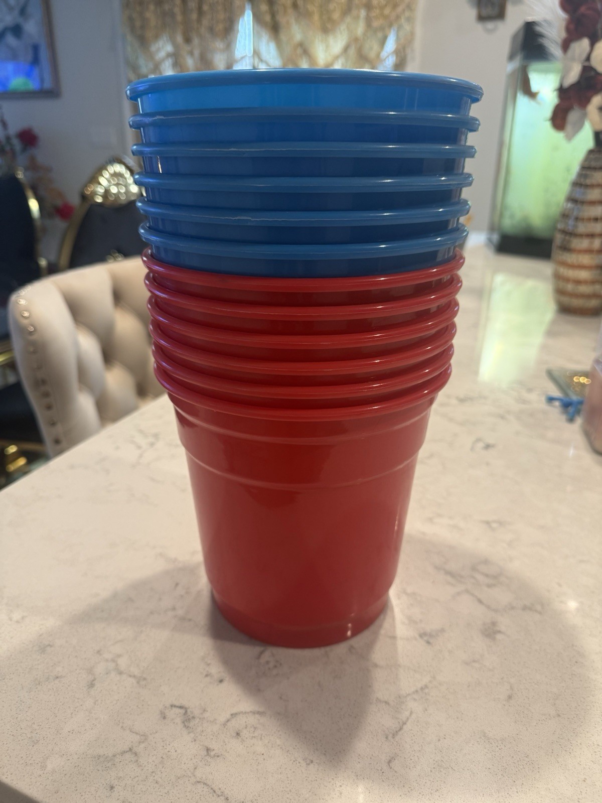 12 Giant Bucket Ball Game Set Red & Blue Buckets with 2 Balls Outdoor Yard Game