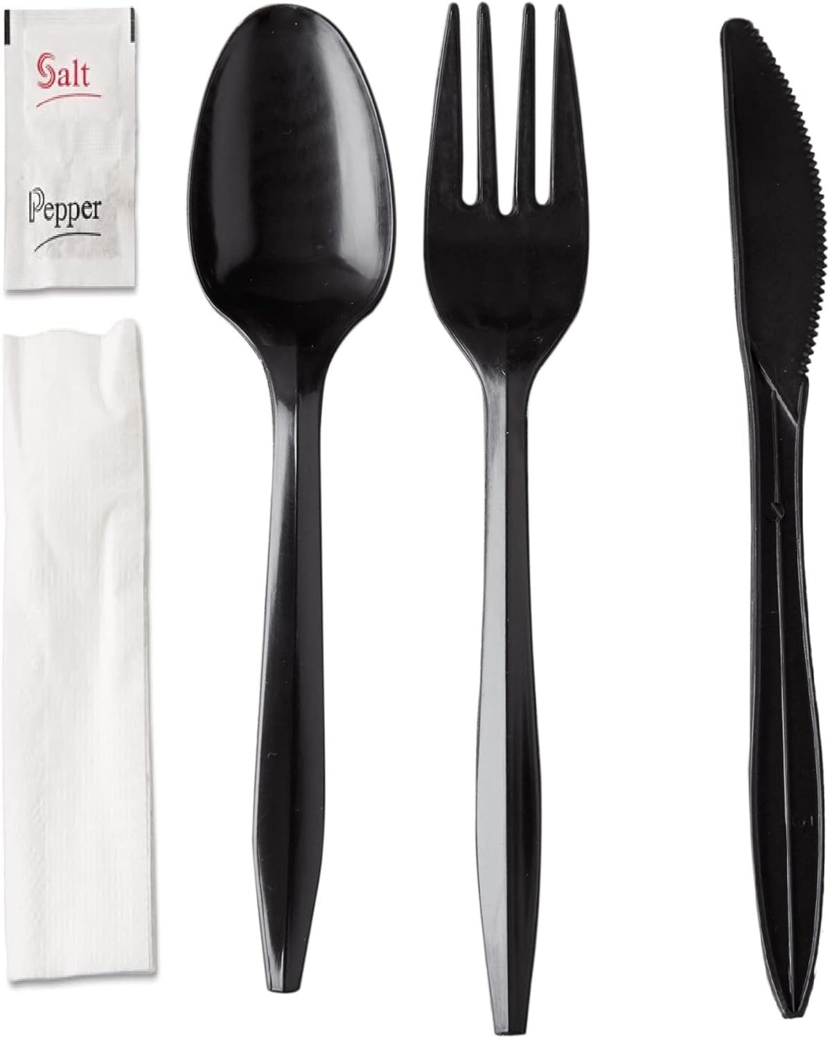 250-pack Plastic Cutlery Set – Knife,Fork,Spoon,Napkin, Salt, and Pepper Set