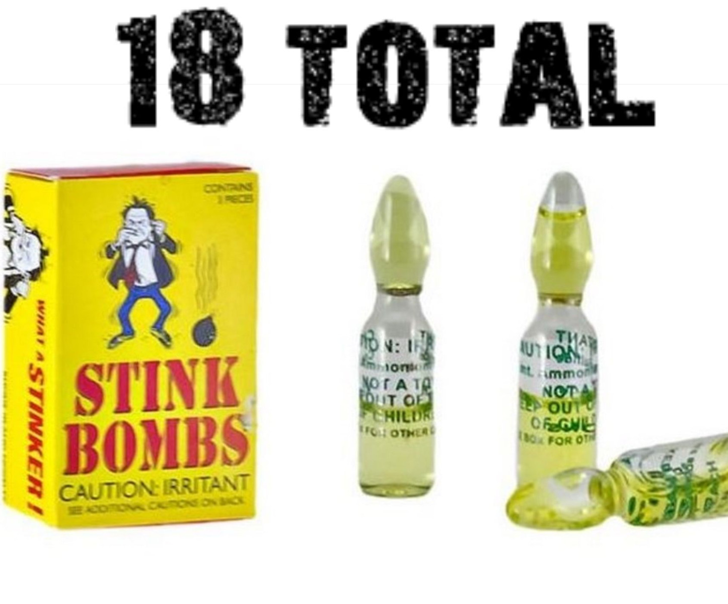 18 Stink Bombs – stinky smelly fart crap turd pooter puke odor – gag prank joke