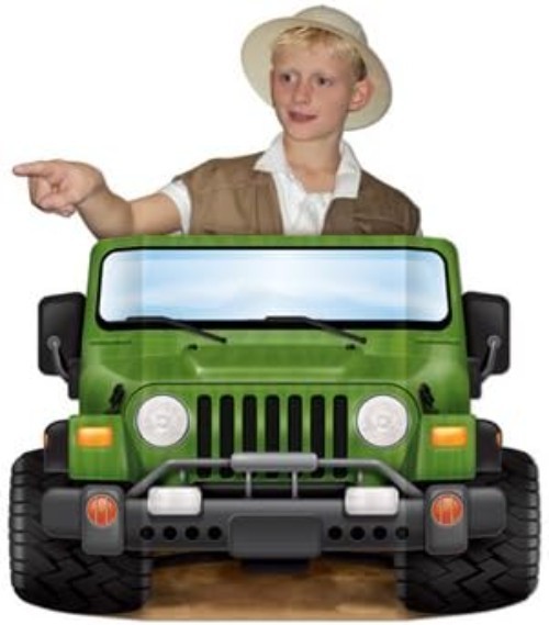 Made in USA Jungle Safari Jeep Photo Cutout – 3’1″ x 25″ for Memorable Moments
