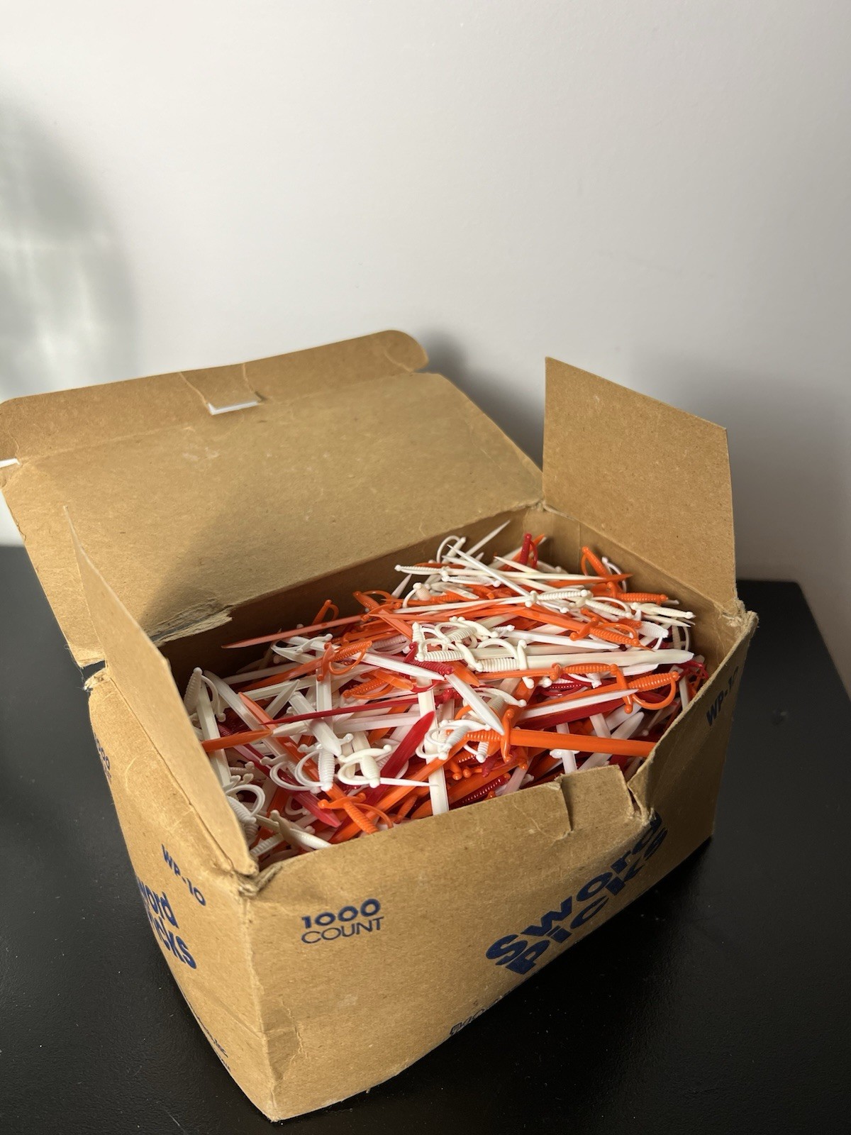 Vintage Plastic Sword Cocktail Picks 1000 Count Box Multi Color Mid Century