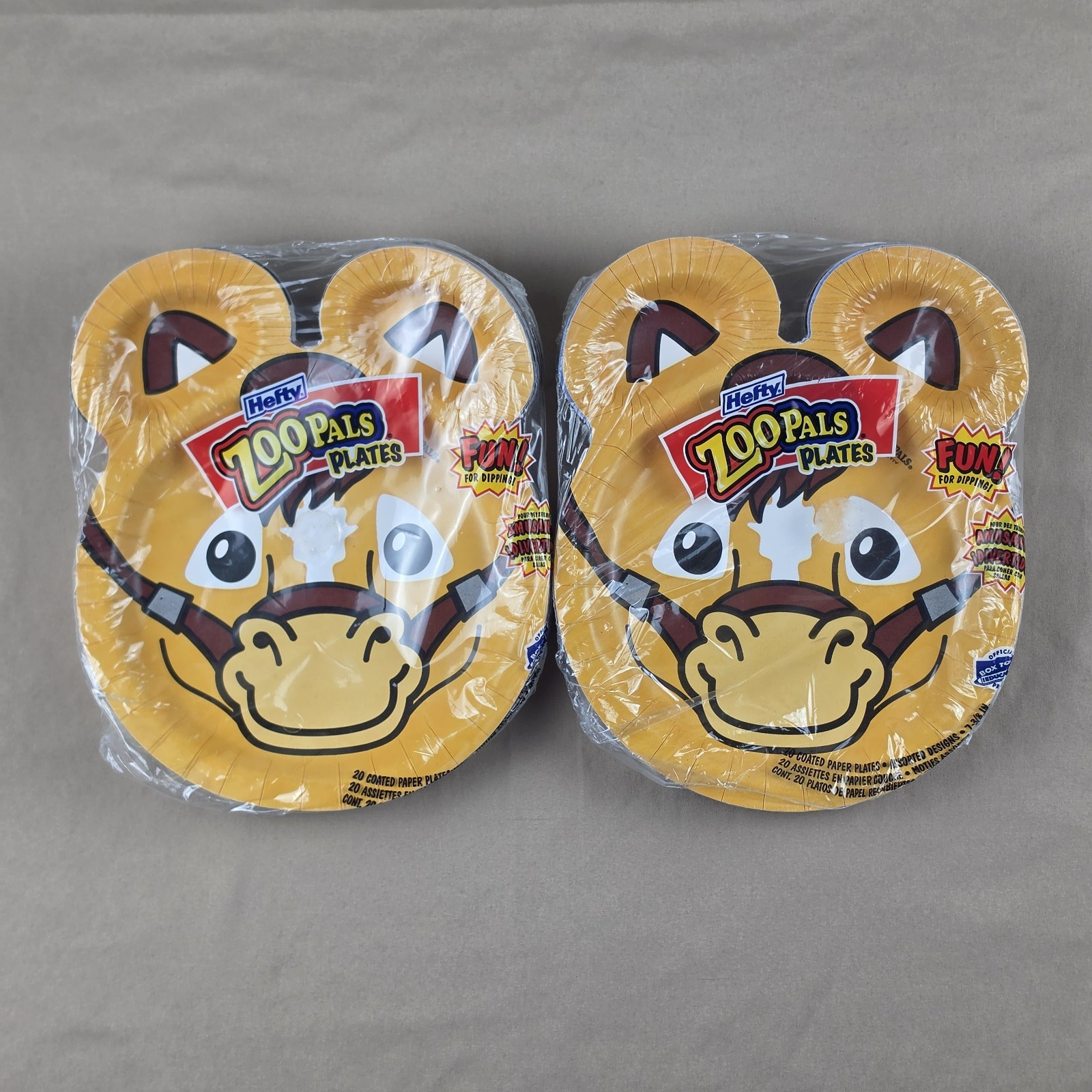 2-NEW Old Stock Hefty Zoo Pals Kids Paper Plates Animals Horse Vtg 2006