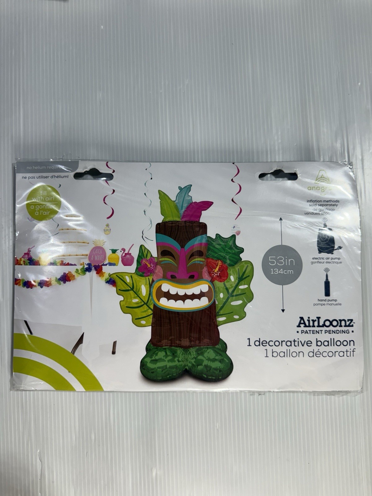 Anagram 53” Tall Tiki Airloonz Foil Balloon Luau Hawaiian NEW SEALED FREE S&H