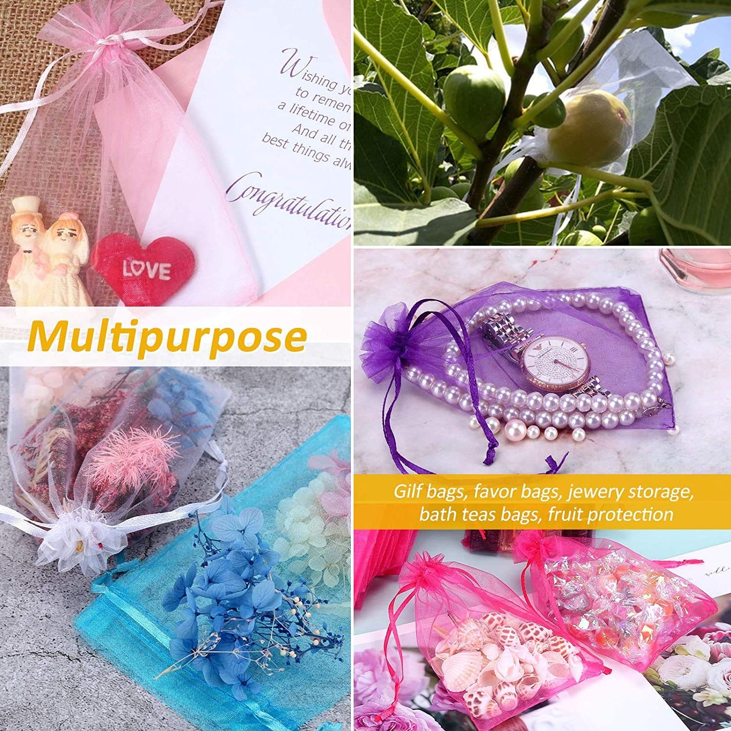 100Pcs Organza Gift Bags, 4×6 Inches Mesh Wedding Party Favor Bags with Draws…