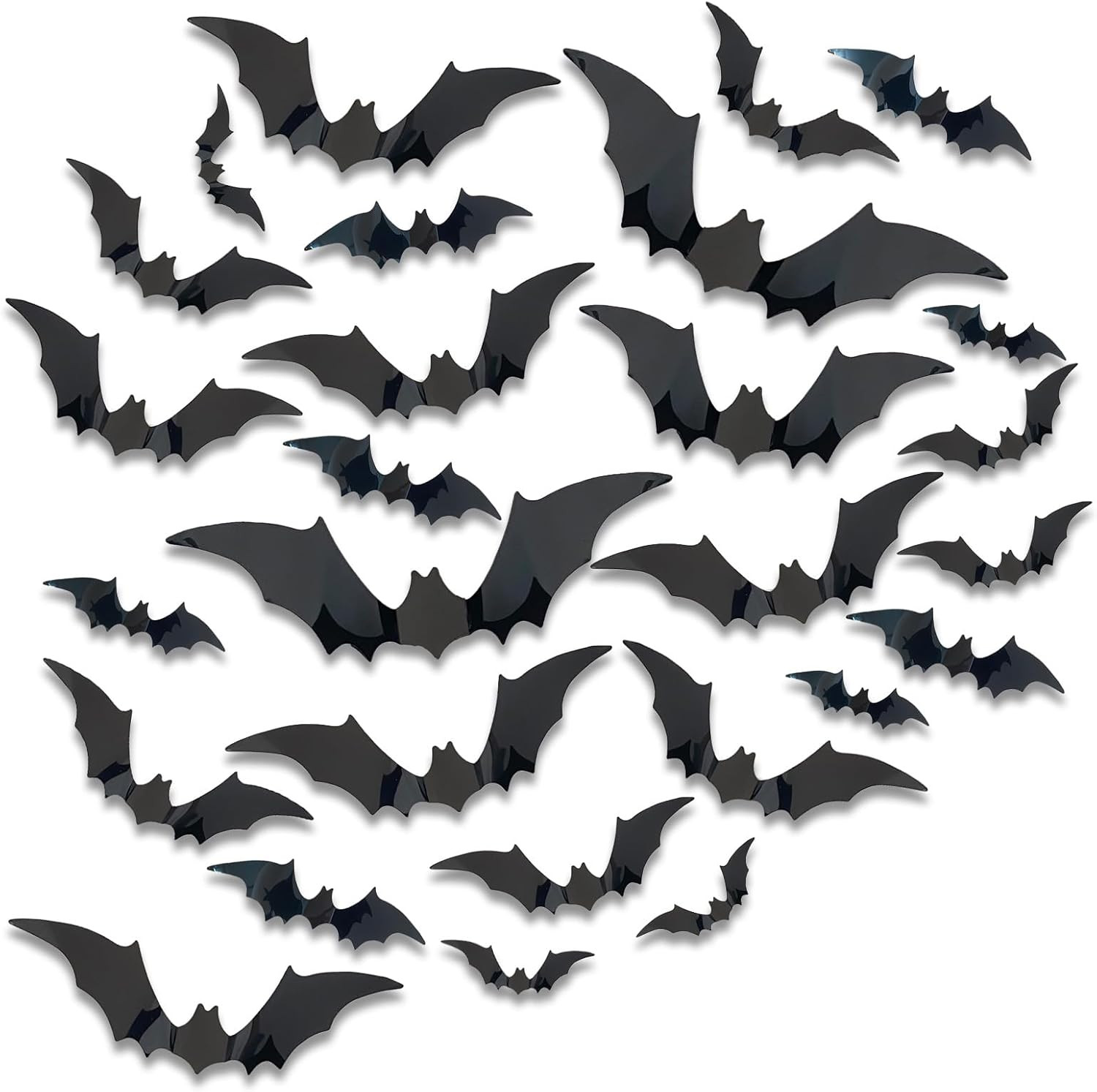 120PCS Halloween Bats Decoration, 3D Bat Decorations Scary Black