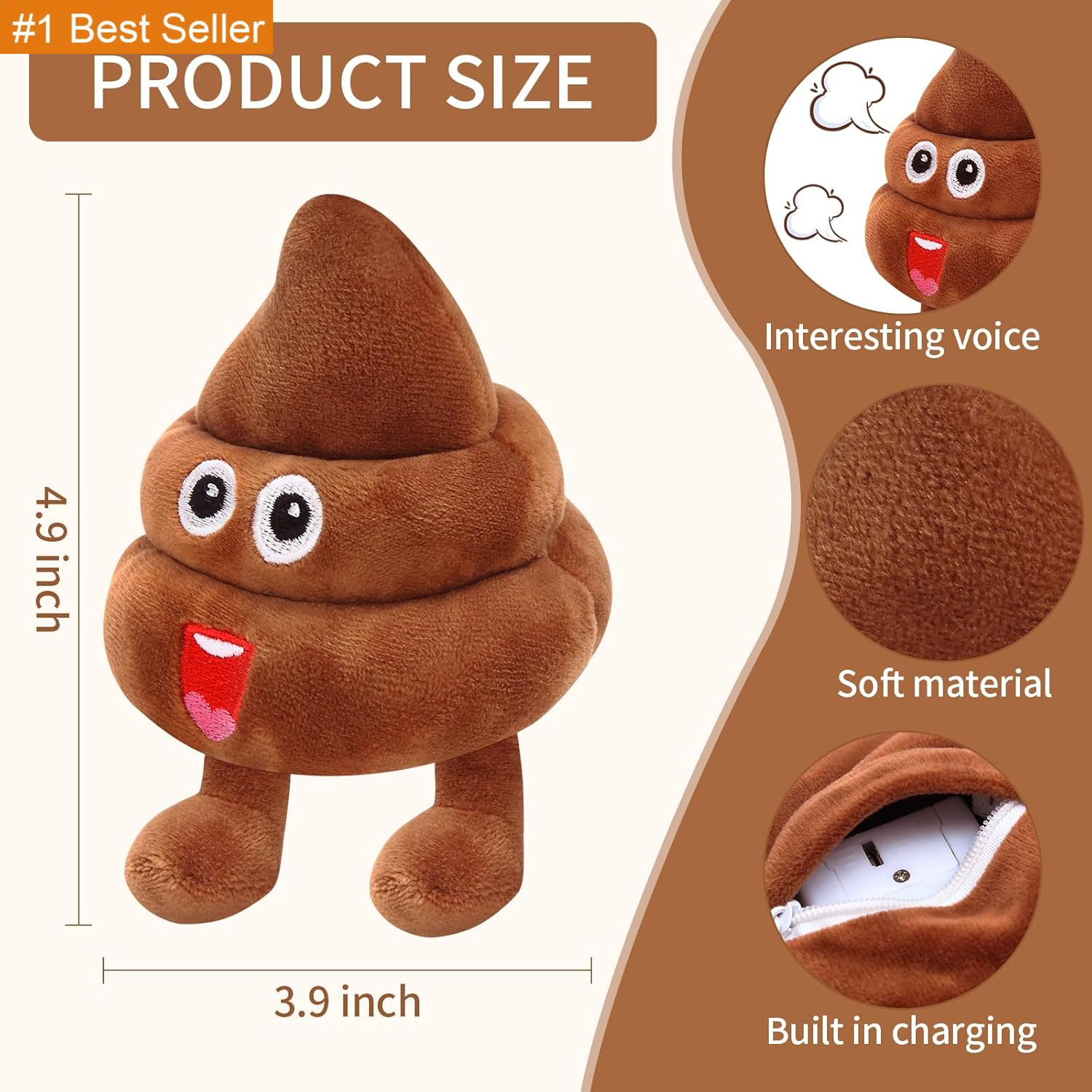 Funny Farting Poop Plush Toy,30 Hilarious Fart Sounds Dammit Pranks Doll,Perfect