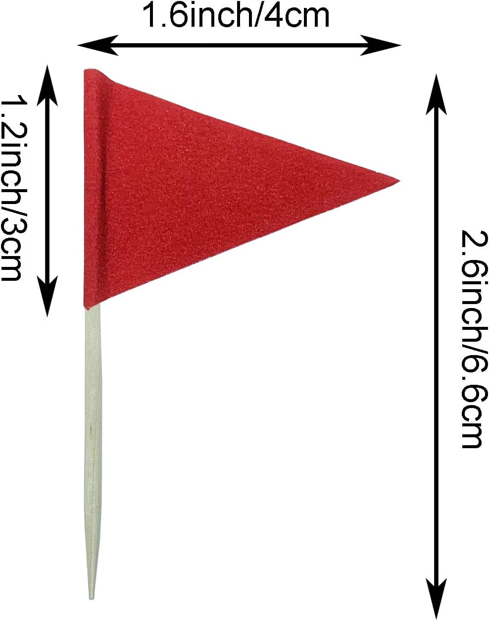 Solid Blank Toothpick Flags Mini Plain Triangle Cupcake DIY Decor Red 100 PCS