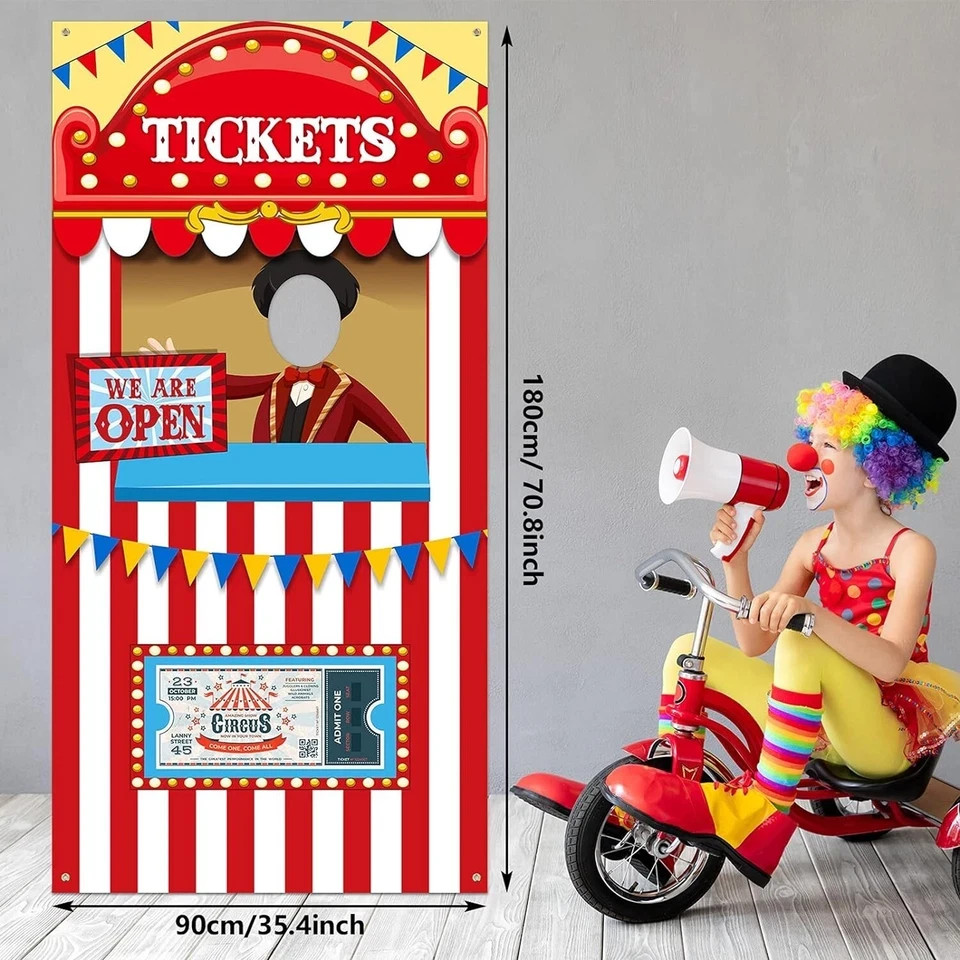 Carnival Circus Party Decorations Photo Door Banner Ticket Booth Polyester Birth