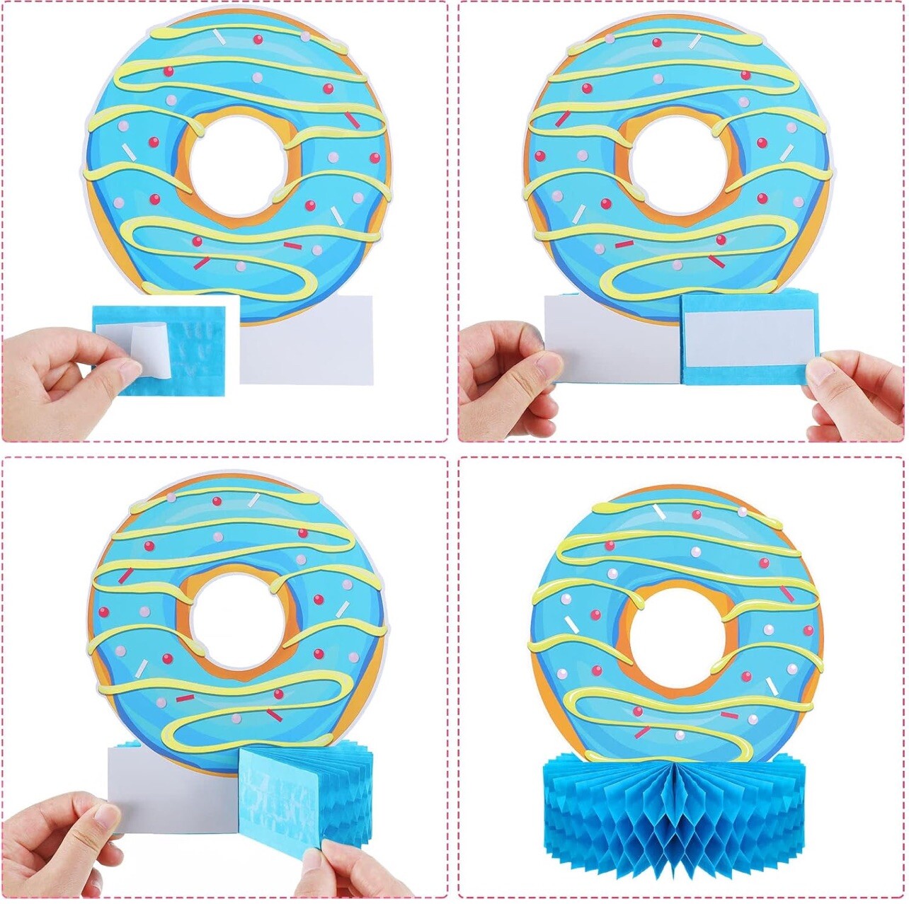 9 Pcs Donut Grow Up Honeycomb Centerpieces for Donut Birthday Party Decoratio…