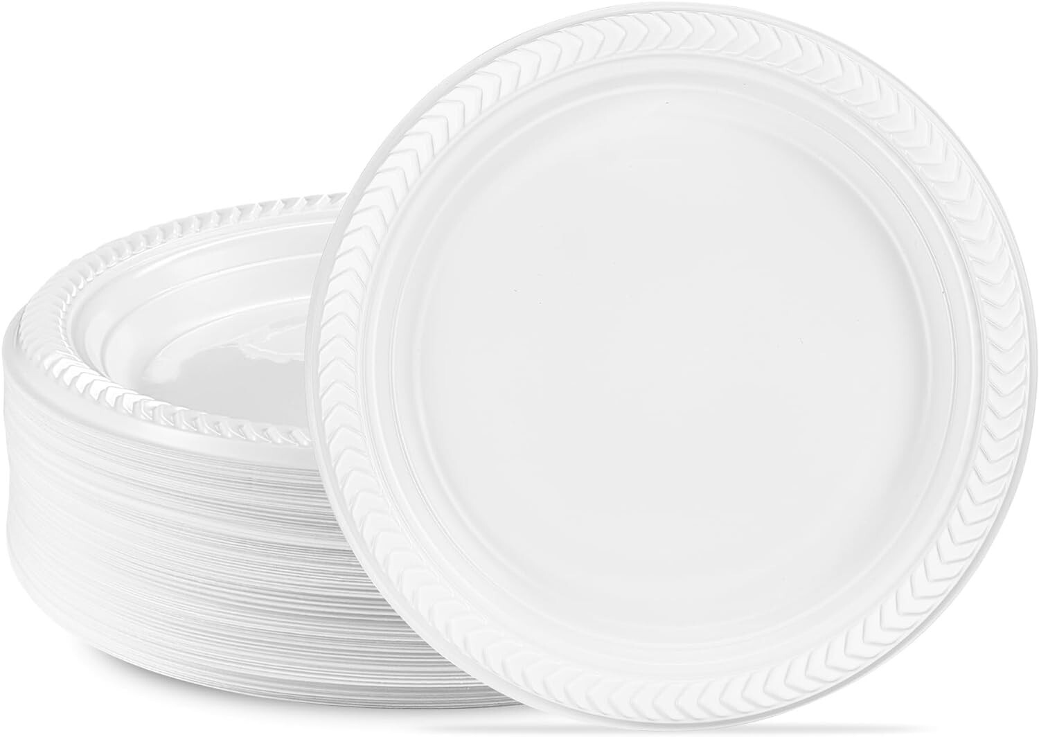 7″ inch Disposable Round White Plastic Salad Plates