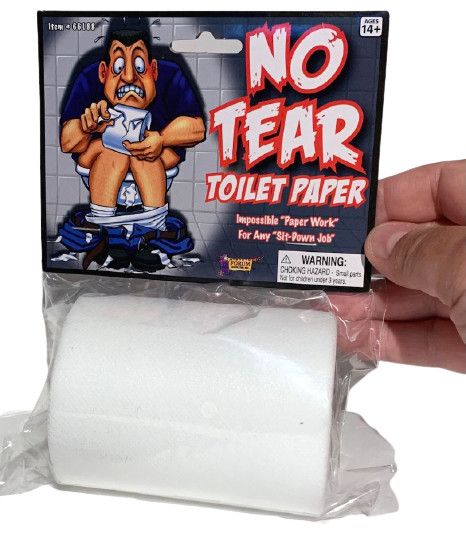 FAKE TOILET PAPER ROLL No Tear Non Rip Joke Prank Gag Gift Funny Bathroom Humor