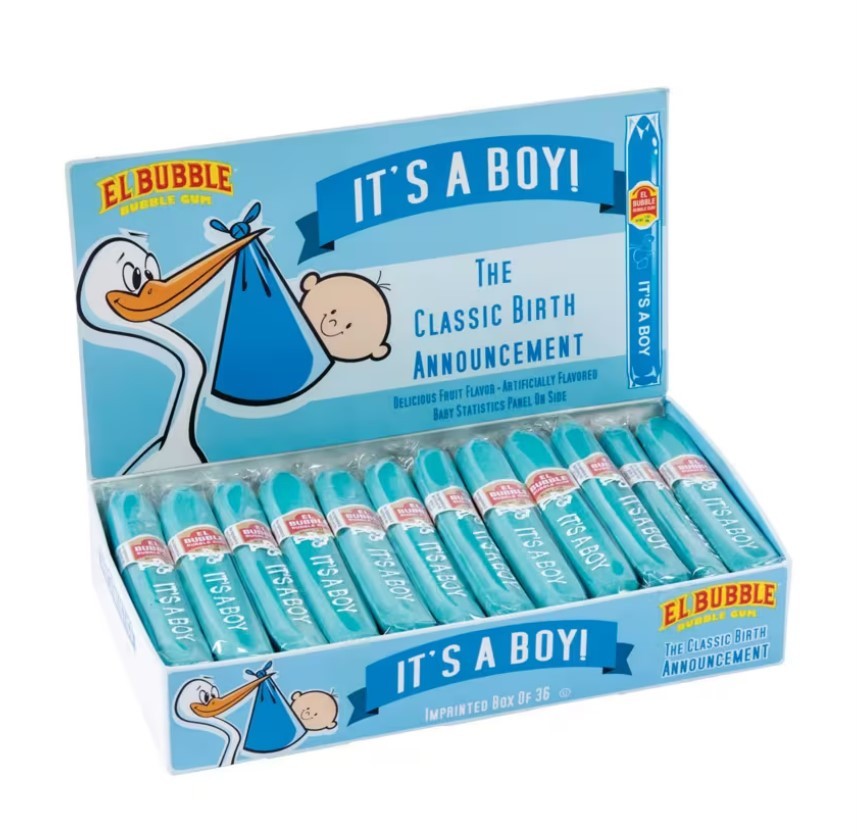 36 Count El Bubble It’s A Boy Blue Bubble Gum Cigars Baby Shower Favors