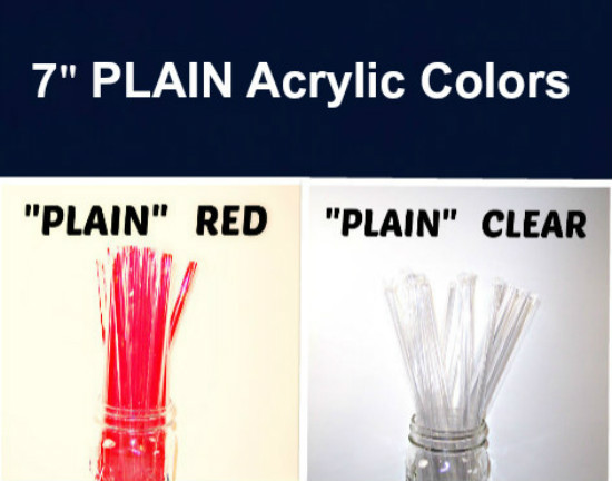 PLAIN ACRYLIC STRAWS, Solid Colors, Individually Wrapped, Reusable