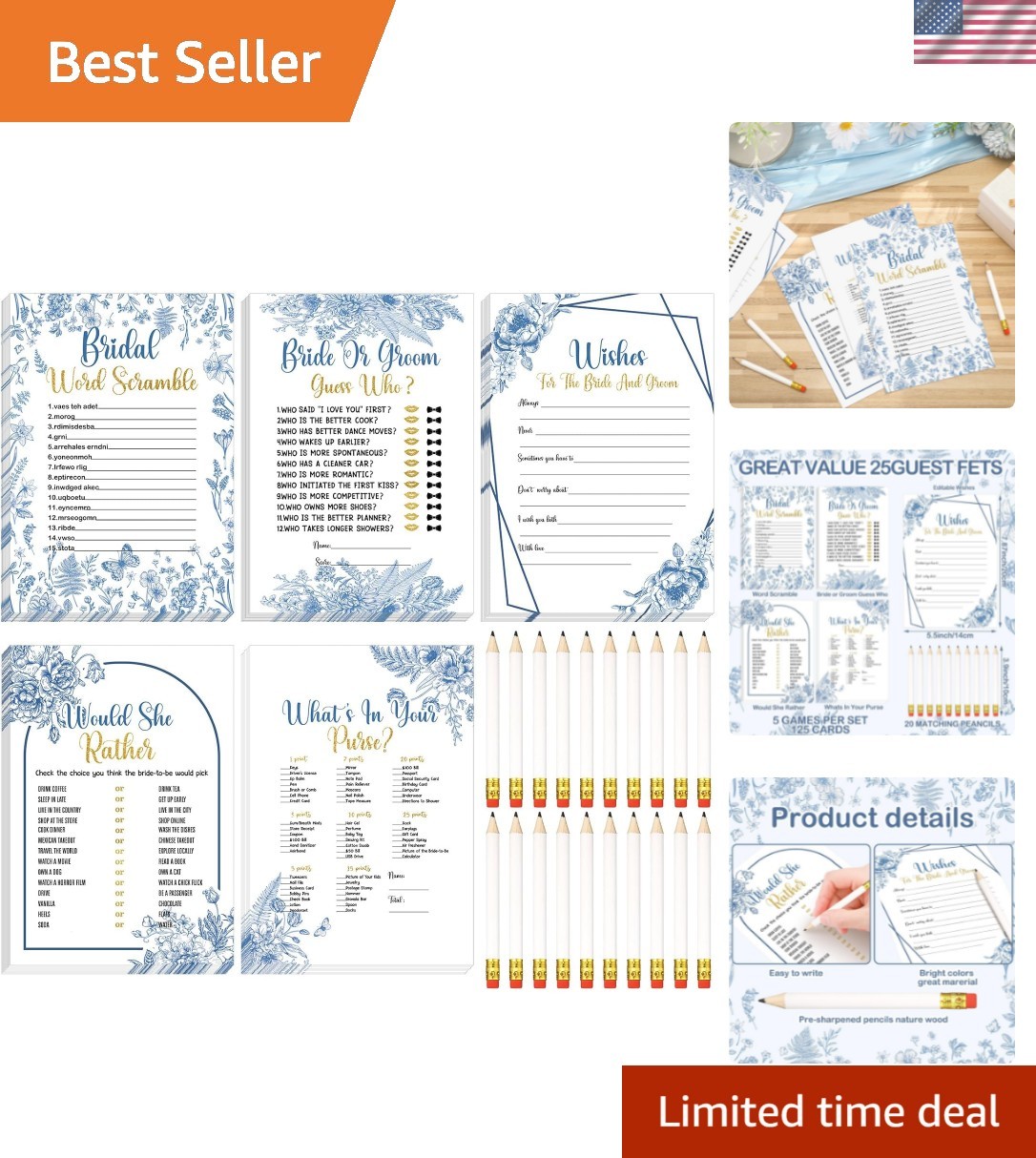 145 Pieces Bridal Shower Game Bridal Shower Favors Set Wedding Games Cards an…