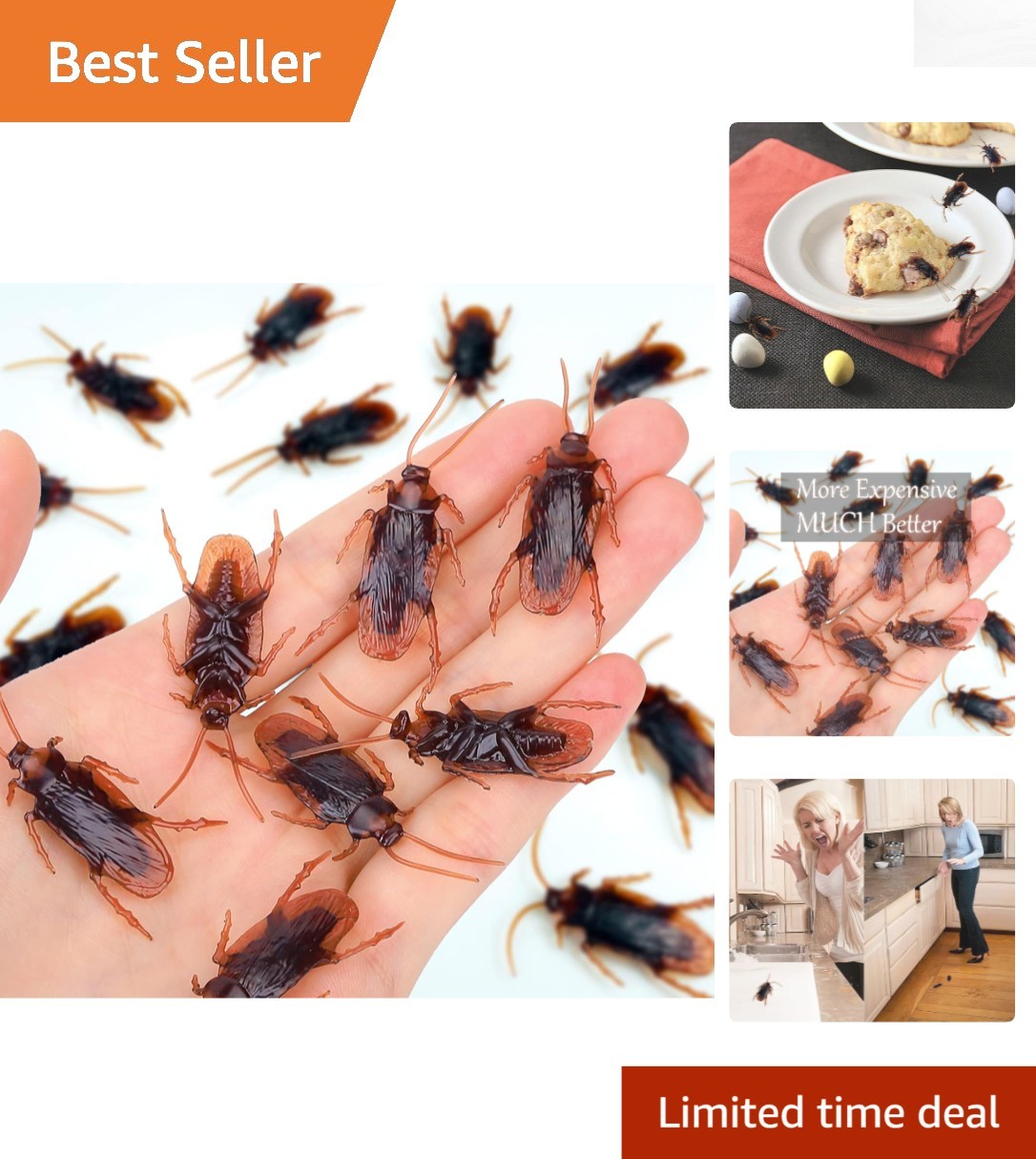 15PCS Fake Cockroaches – Lifelike Prank Props for Halloween Fun
