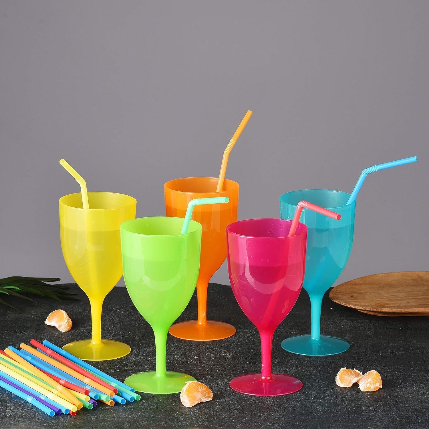 500-Pack Solid Colors Flexible Drinking Straws, Plastic Disposable Bendy Stra…