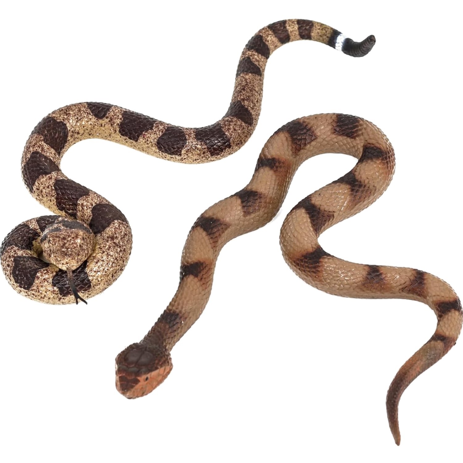 2pcs Realistic Fake Snake Toys Rubber Rattlesnake Garden Scare Decor