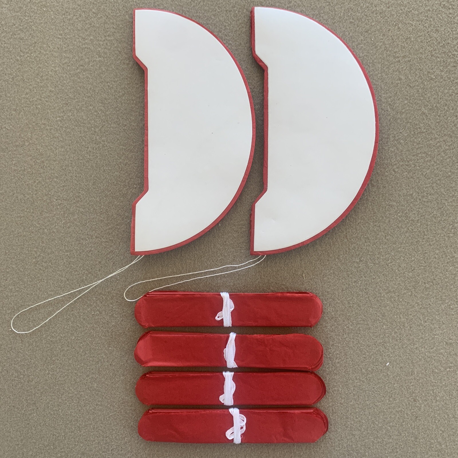 Lot 6 Red Round Tissue Paper Decor: Two 8” Honeycomb Balls;Four 6” Inch Pom Poms