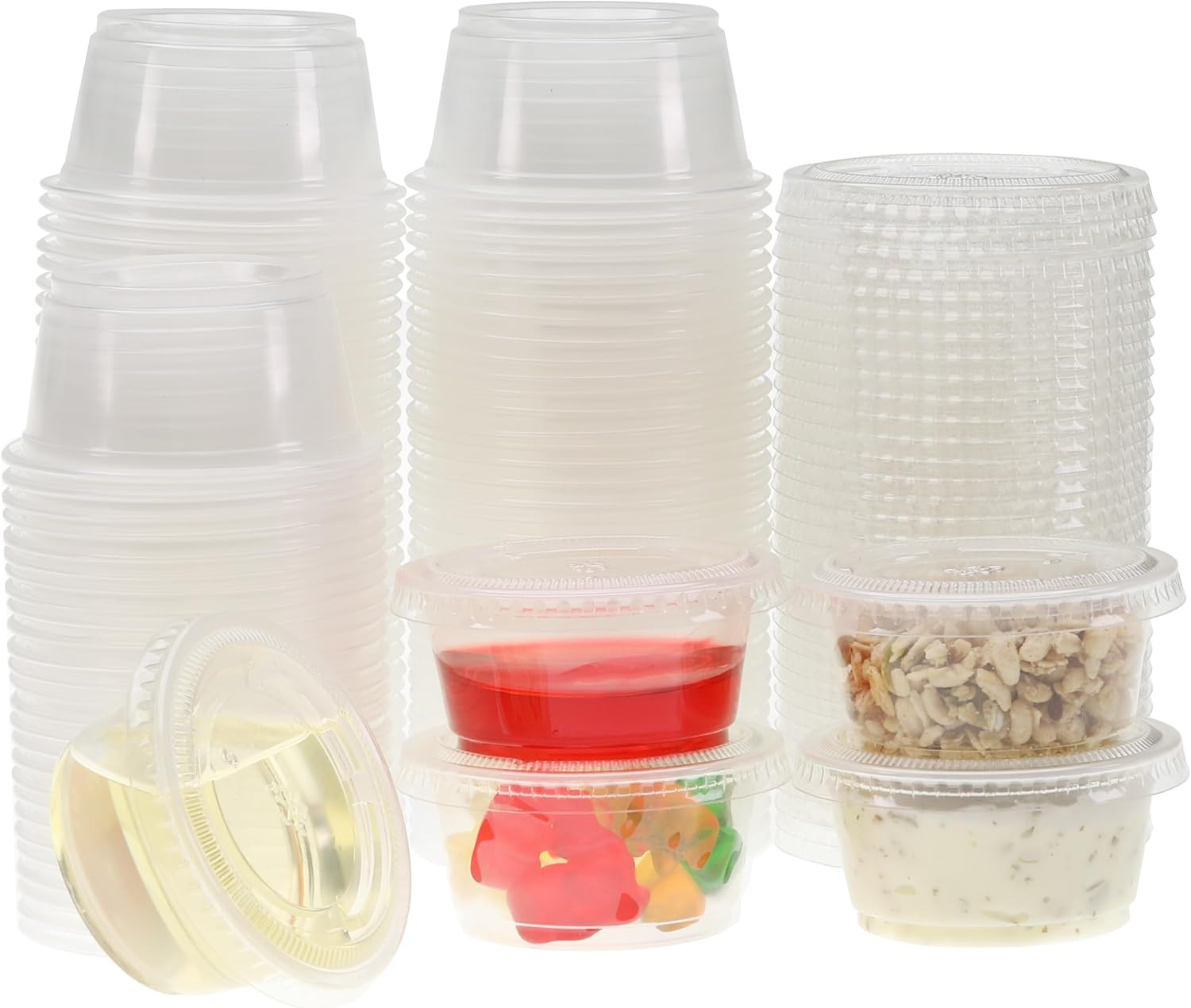 Freshware Plastic Portion Cups with Lids [2 Ounce, 400 Set] Disposable Plastic