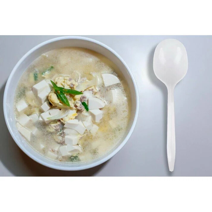 Bulk Disposable Plastic White Single Use Soup Spoons For Restaurants,Delis,Event
