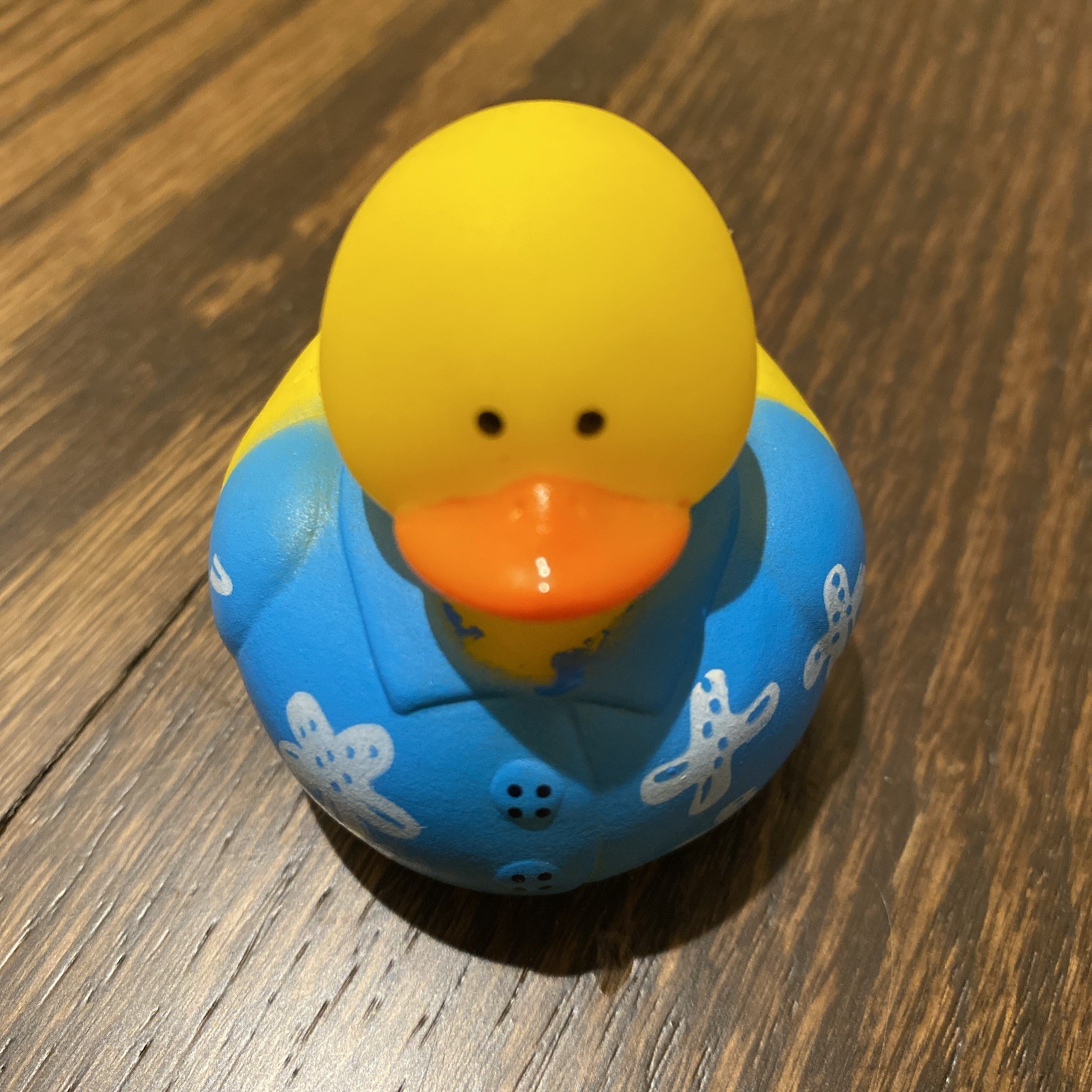 Rubber Duck Hawaiian Beach Shirt Floral Blue Vacation Jeep Duckie Tropical