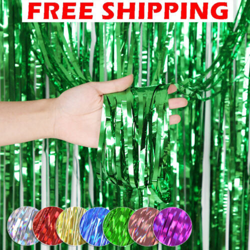 2M-3M FOIL FRINGE TINSEL SHIMMER CURTAIN DOOR WEDDING BIRTHDAY PARTY DECORATIONS
