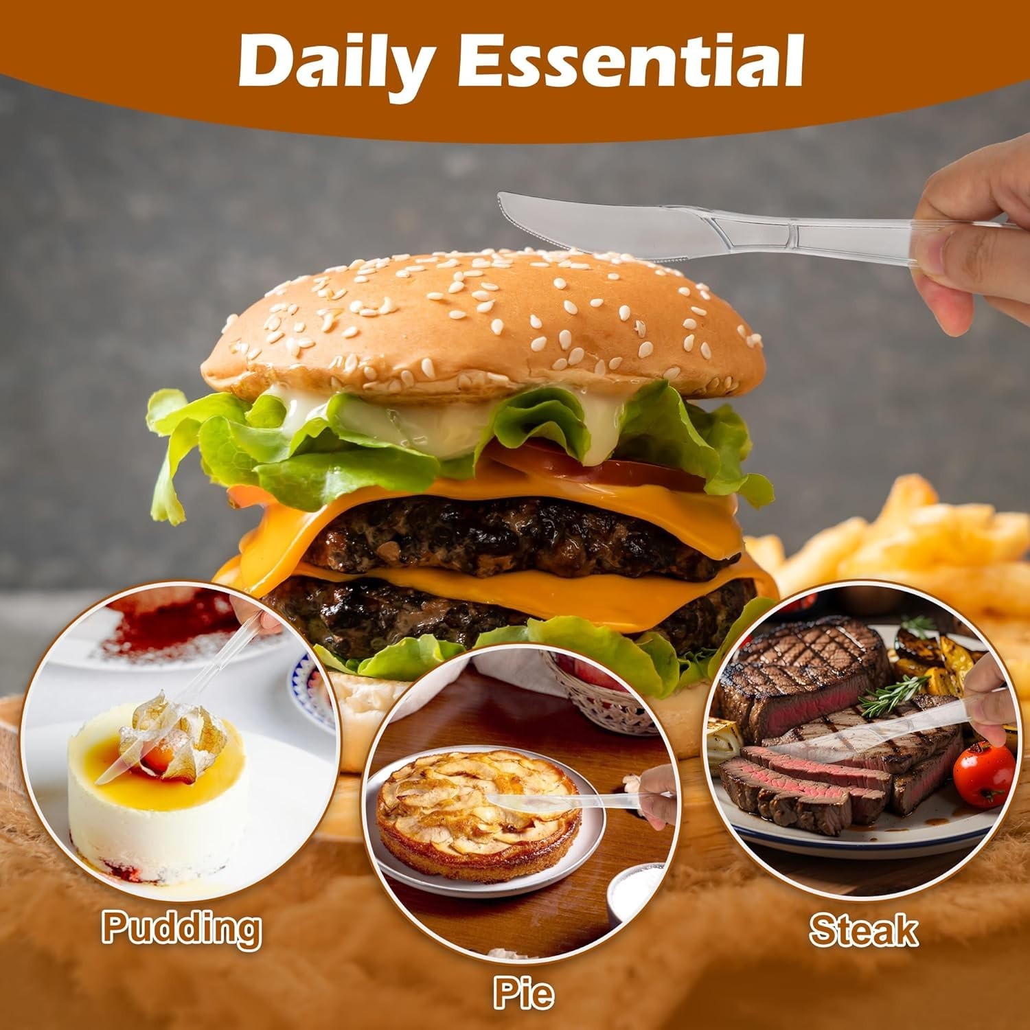 200 Pieces Clear Plastic Knives Heavy Duty Disposable -, BPA-Free, Heat Resis…